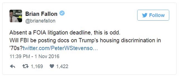 হিলারির মুখপাত্রের টুইটবার্তা