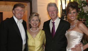 PALM BEACH, FL: Newlyweds Donald Trump Sr. and Melania Trump with Hillary Rodham Clinton and Bill Clinton at their reception held at The Mar-a-Lago Club in January 22, 2005 in Palm Beach, Florida. (Photo by Maring Photography/Getty Images/Contour by Getty Images)