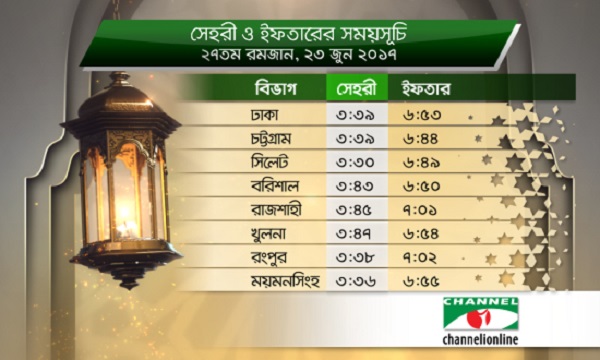 সেহরি ও ইফতারের সময়সূচি