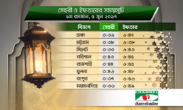 সেহরি ও ইফতারের সময়সূচি