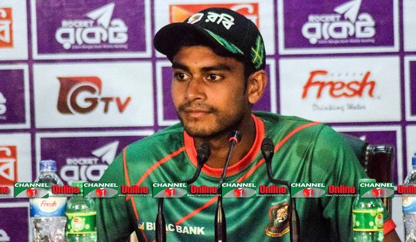 মিরাজ সংবাদ সম্মেলনে অংশগ্রহণ করছেন, বাংলাদেশ ক্রিকেট দলের খেলোয়াড়।. Channel i News - চ্যানেল আই নিউজ
