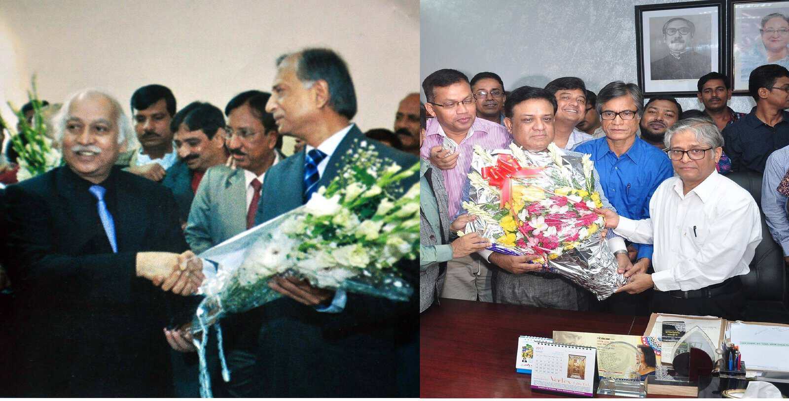 ভিসির দায়িত্ব গ্রহণ অনুষ্ঠানে উপস্থিত ব্যক্তিরা ফুলেল শুভেচ্ছা জানাচ্ছেন. Channel i News - চ্যানেল আই নিউজ