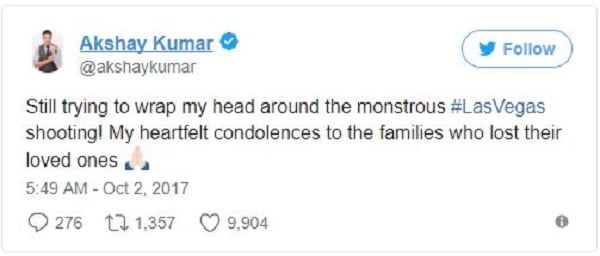 অক্ষয় কুমারের টুইটার থেকে