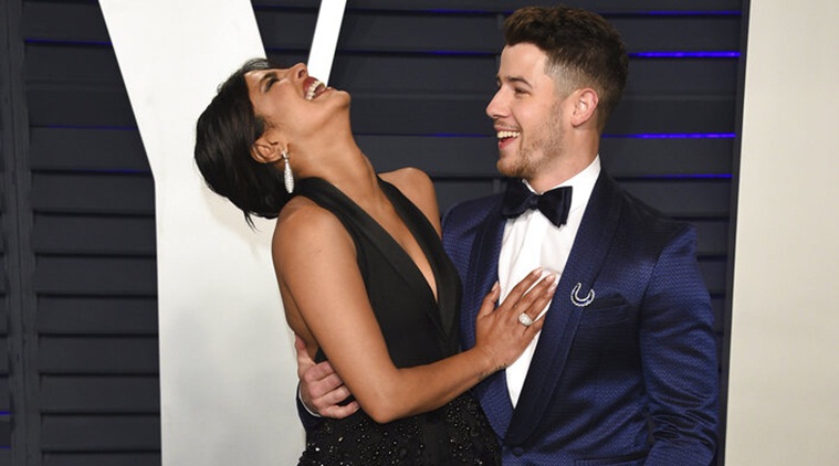 Priyanka Chopra, left, and Nick Jonas arrive at the Vanity Fair Oscar Party on Sunday, Feb. 24, 2019, in Beverly Hills, Calif. (Photo by Evan Agostini/Invision/AP)