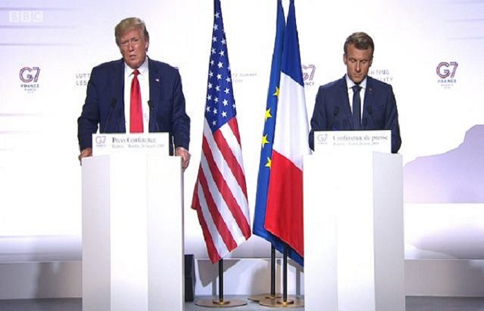 জি সেভেন সম্মেলনে ট্রাম্প ও ইমানুয়েল ম্যাঁক্রো