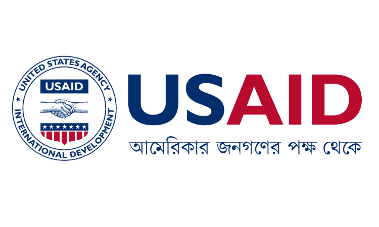 USAID logo with Bengali text on a white background. Channel i News - চ্যানেল আই নিউজ