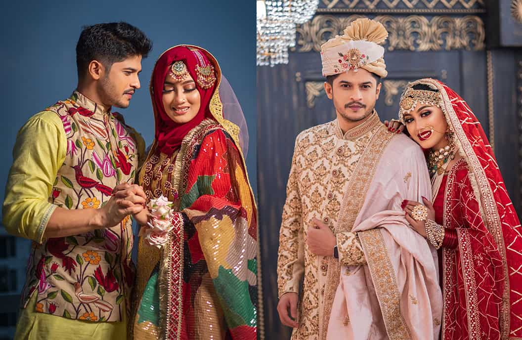 বাংলাদেশি বিবাহের জন্য ঐতিহ্যবাহী পোশাক পরিহিত দম্পতি. Channel i News - চ্যানেল আই নিউজ
