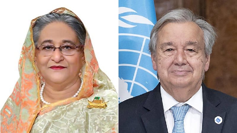 প্রধানমন্ত্রী শেখ হাসিনা ও জাতিসংঘ মহাসচিবের ফোনালাপের ছবি. Channel i News - চ্যানেল আই নিউজ