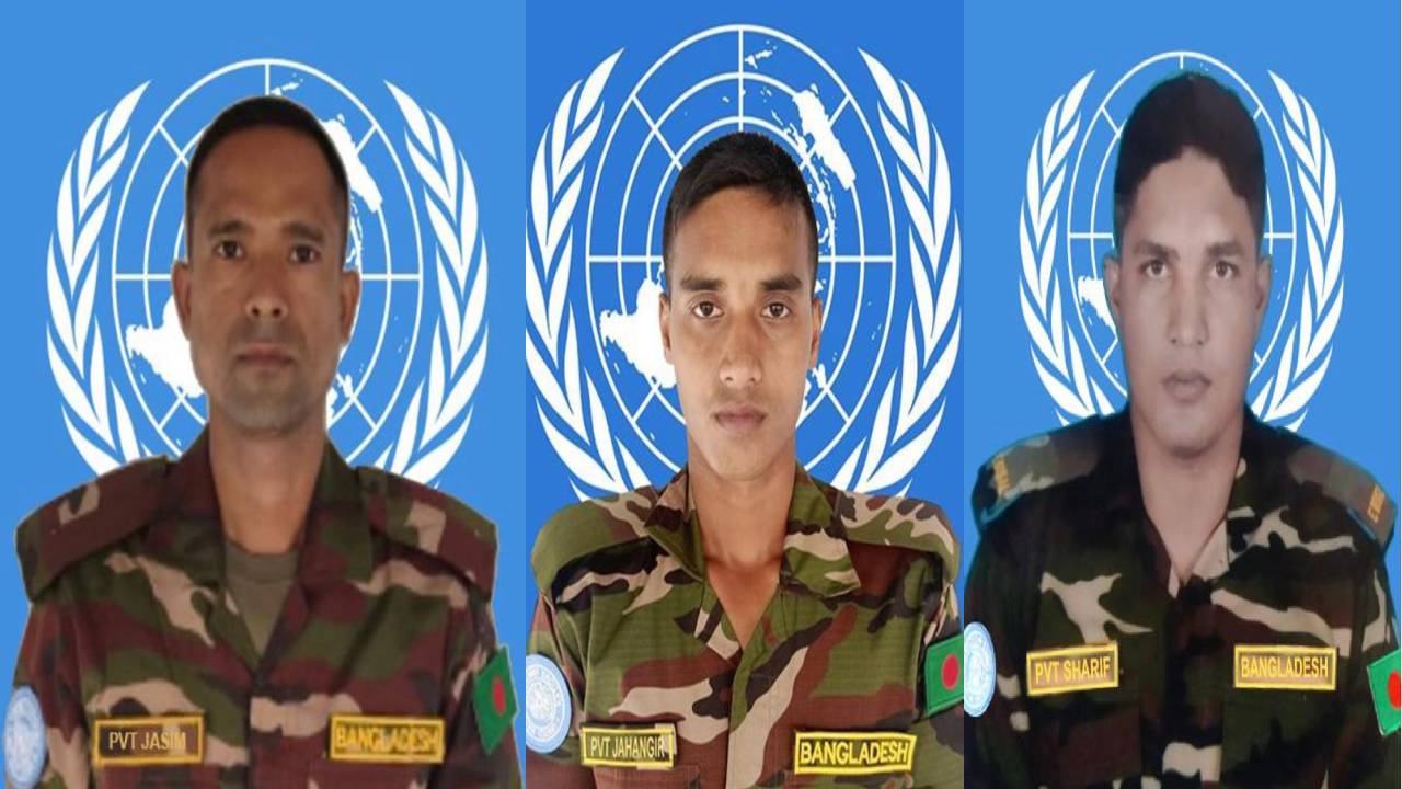 নিহত সৈনিক জসিম উদ্দিন, সৈনিক জাহাঙ্গীর আলম ও সৈনিক শরীফ হোসেন। ছবি: আইএসপিআর