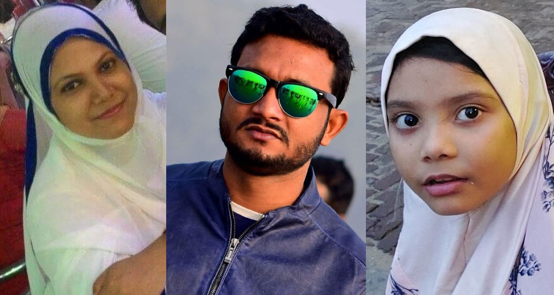 স্ত্রী মাহমুদা (বায়ে), ঘাতক স্বামী সেলিম (মাঝে) ও সন্তান সানজা (ডানে)