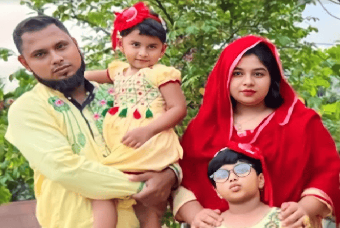 পরিবারের সঙ্গে গৃহবধূর ছবি, সবুজ প্রকৃতির পেছনে. Channel i News - চ্যানেল আই নিউজ
