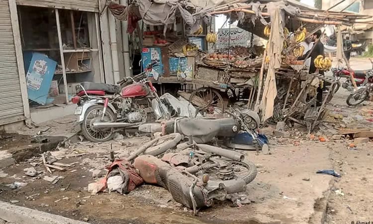 পাকিস্তানে জঙ্গি হামলার পর ধ্বংসস্তূপ ও ক্ষতিগ্রস্ত মোটরসাইকেল. Channel i News - চ্যানেল আই নিউজ