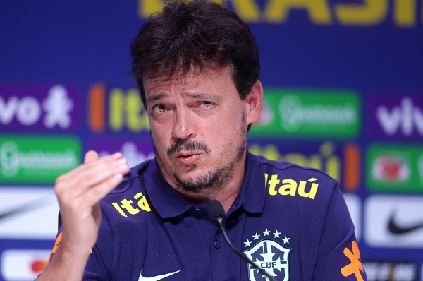 Soccer Football - Fernando Diniz unveil as new Brazil coach - CBF Headquarters, Rio de Janeiro, Brazil - July 5, 2023 Brazil coach Fernando Diniz during press conference REUTERS/Ricardo Moraes
