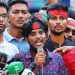 বিক্ষোভকারীরা রাস্তায় দাঁড়িয়ে, যুব নেতা বক্তৃতা দিচ্ছেন. Channel i News - চ্যানেল আই নিউজ
