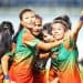 বাংলাদেশ নারী ফুটবল দলের খেলোয়াড়রা মাঠে উল্লাস করছে. Channel i News - চ্যানেল আই নিউজ
