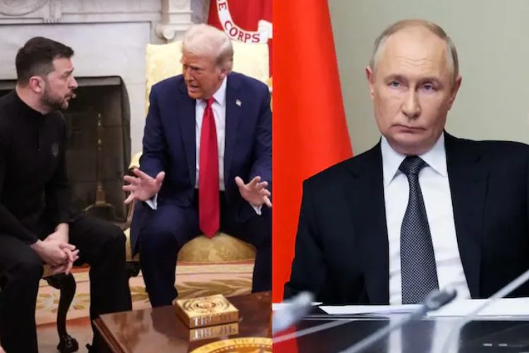 ভলোদিমির জেলেনস্কি, ডোনাল্ড ট্রাম্প এবং ভ্লাদিমির পুতিনের ফাইল ছবি