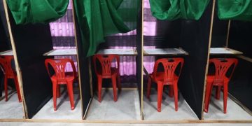 জাকসু নির্বাচনের ভোট বুথ। ছবি: ভিডিও থেকে নেওয়া