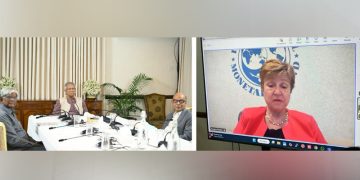 জর্জিভা সন্ধ্যায় ওয়াশিংটন ডিসি থেকে ভিডিও ফোনের মাধ্যমে অধ্যাপক ইউনূসের সাথে কথা বলেন