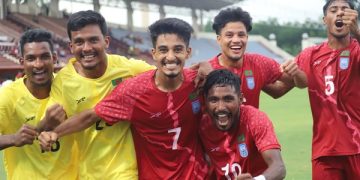 গোল করার পর শেখ মোরসালিনে উদযাপন