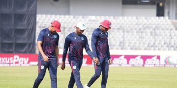 মিরপুরে অনুশীলনে ঘাম ঝরাচ্ছেন উইন্ডিজ ক্রিকেটাররা।  ছবি: বিসিবি