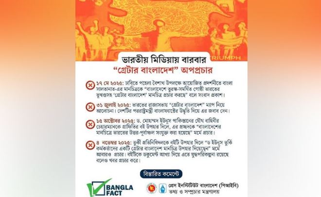 গ্রেটার বাংলাদেশের মানচিত্র দাবিতে ভারতীয় গণমাধ্যমে অপপ্রচার