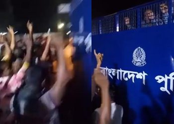 করিমগঞ্জে দুই আওয়ামী লীগ নেতা গ্রেপ্তার, প্রিজনভ্যান আটকে স্লোগান