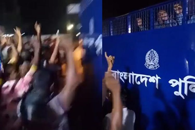 করিমগঞ্জে দুই আওয়ামী লীগ নেতা গ্রেপ্তার, প্রিজনভ্যান আটকে স্লোগান