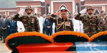 সুদানে শাহাদাতবরণকারী শান্তিরক্ষীদের নামাজে জানাজা অনুষ্ঠিত