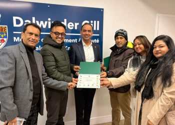 সম্মানজনক সনদপত্র দিয়েছেন কানাডার ফেডারেল সরকারের এমপি ডেলিনডর গিল