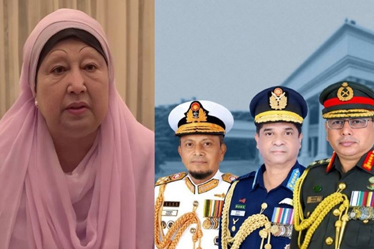 সেনা, নৌ ও বিমান বাহিনী প্রধানরা মঙ্গলবার রাতে রাজধানীর এভারকেয়ার হাসপাতালে চিকিৎসাধীন সাবেক প্রধানমন্ত্রী ও বিএনপি চেয়ারপার্সন বেগম খালেদা জিয়াকে দেখতে গিয়েছেন