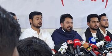 সংবাদ সম্মেলনে নাহিদ ইসলাম। ছবি: ভিডিও থেকে নেওয়া