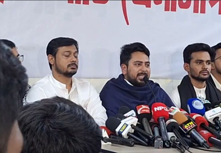 সংবাদ সম্মেলনে নাহিদ ইসলাম। ছবি: ভিডিও থেকে নেওয়া