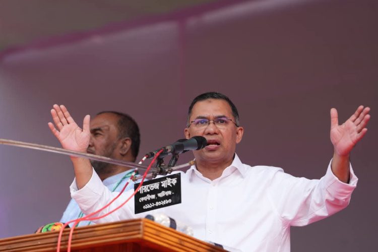 সিলেটে বিএনপির নির্বাচনী জনসভায় দলটির চেয়ারম্যান তারেক রহমান। ছবি: মঞ্জুর মোর্সেদ রিকি