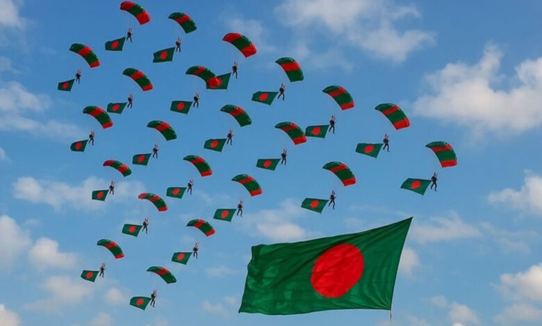 স্কাইডাইভিংয়ে সর্বাধিক জাতীয় পতাকা উড়িয়ে গিনেস রেকর্ড বাংলাদেশের