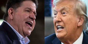 ছবির বাম পাশে যুক্তরাষ্ট্রের ইলিনয় অঙ্গরাজ্যের গভর্নর জেবি প্রিটজকার এবং ডান পাশে মার্কিন প্রেসিডেন্ট ডোনাল্ড ট্রাম্প, ছবি: সংগৃহীত।