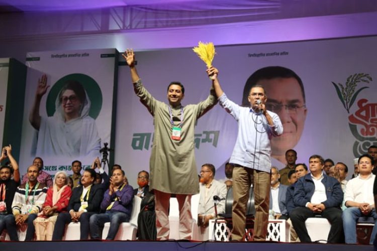 ছবি: শ্যামলী ক্লাব মাঠে ঢাকা-১৩ আসনেনির্বাচনী জনসভায় তারেক রহমান।