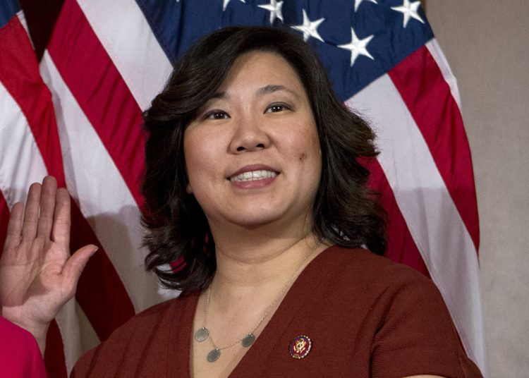 House Speaker Nancy Pelosi of Calif., administers the House oath of office to Rep. Grace Meng D-NY, during a ceremonial swearing-in on Capitol Hill in Washington, Thursday, Jan. 3, 2019, during the opening session of the 116th Congress. (AP Photo/Jose Luis Magana)