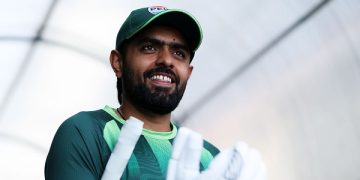 COLOMBO, SRI LANKA - FEBRUARY 10: Babar Azam of Pakistan looks on ahead of the ICC Men's T20 World Cup India & Sri Lanka 2026  match between Pakistan and USA at Sinhalese Sports Club on February 10, 2026 in Colombo, Sri Lanka. (Photo by Matthew Lewis-ICC/ICC via Getty Images)