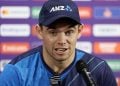 AHMEDABAD, INDIA - OCTOBER 04: New Zealand captain, Tom Latham speaks to the media during the ICC Men's Cricket World Cup India 2023 England & New Zealand Net Sessions at Narendra Modi Stadium on October 04, 2023 in Ahmedabad, India. (Photo by Matthew Lewis-ICC/ICC via Getty Images)
