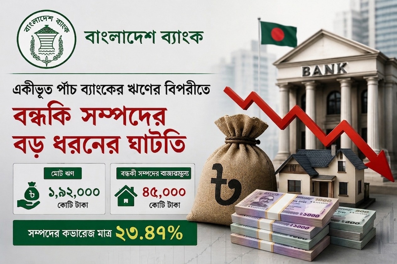 একীভূত ব্যাংকে বন্ধকি সম্পদের অতিমূল্যায়ন, ঋণের বিপরীতে গ্যারান্টি মাত্র ২৩ শতাংশ