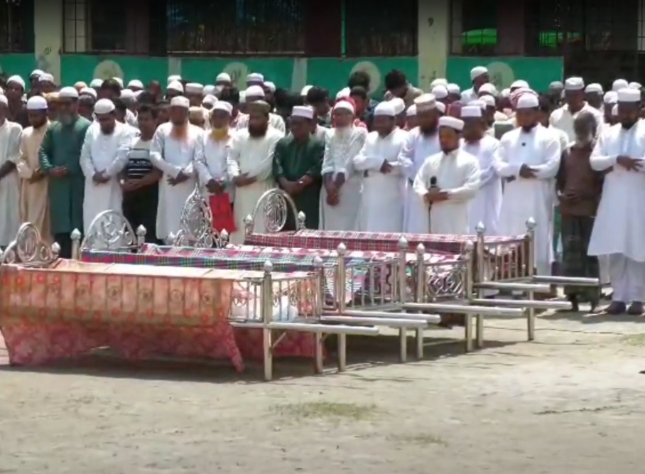 গ্যাসলাইনের আগুনে নিহত একই পরিবারের পাঁচজনের দাফন সম্পন্ন