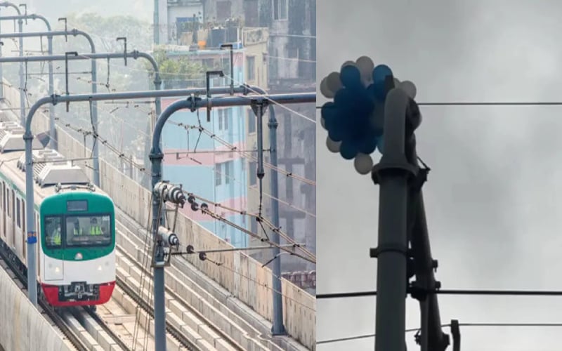 ওভারহেড তারে গ্যাস বেলুন, বন্ধ ছিল মেট্রোরেল চলাচল