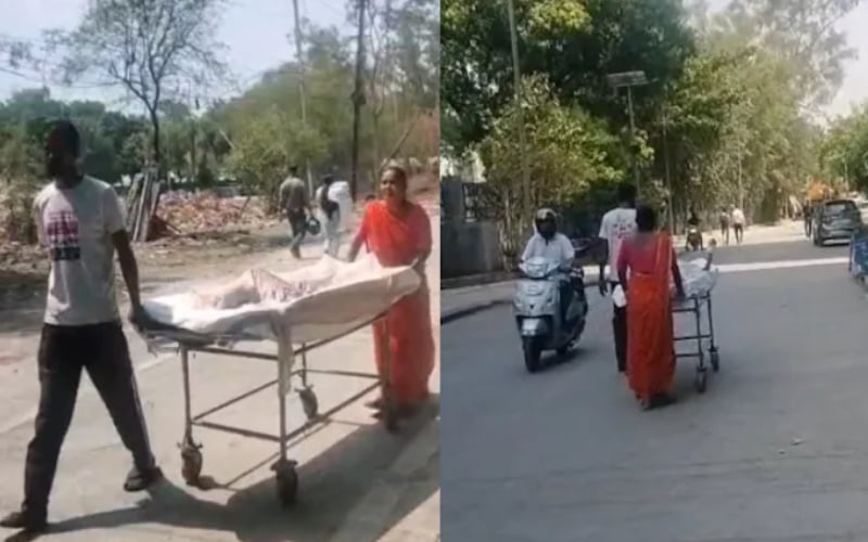 কর্মী-অ্যাম্বুলেন্স নেই, ছেলেকে স্ট্রেচারে হাসপাতালে নিলেন ব