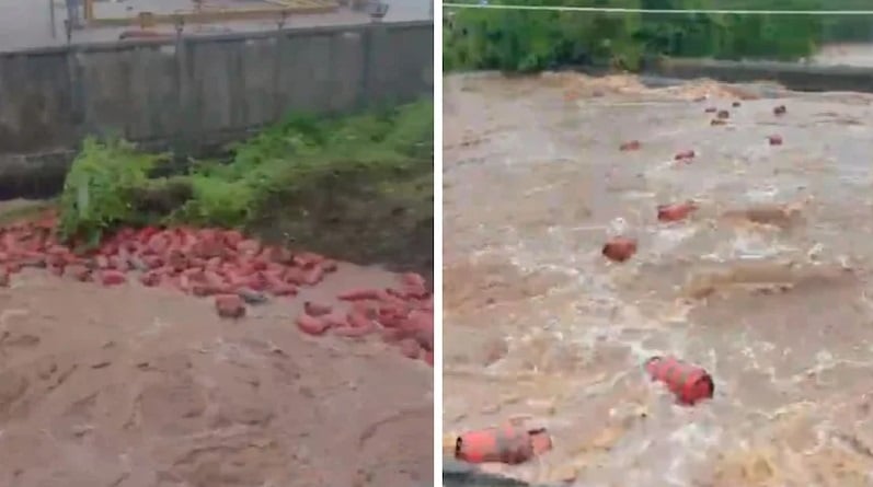 বন্যার পানিতে ভেসে নদীতে গেল ৩ হাজার গ্যাস সিলিন্ডার