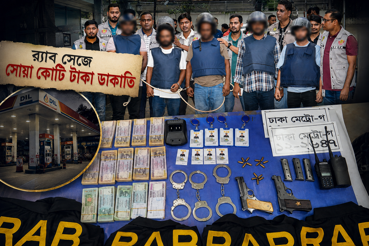 র‍্যাবের ভেস্ট-আইডি ও পিস্তল নিয়ে সোয়া কোটি টাকা ডাকাতি