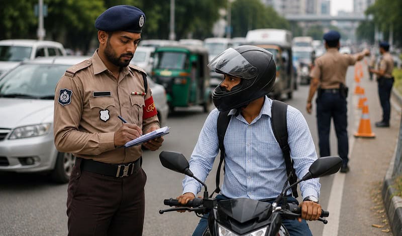 রাজধানীতে ট্রাফিক আইনে কঠোর অভিযান, ১৮১৮ মামলা